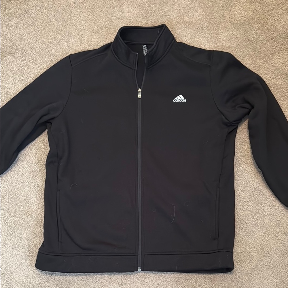 Adidas Golf Black Performance Jacket with Stand-Up Collar